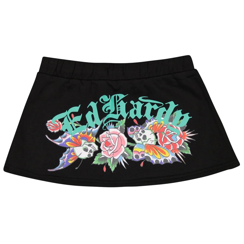 Ed Hardy Black Skirt with Colorful Graphic Design